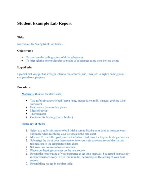 discussion example lab report|student lab report example.